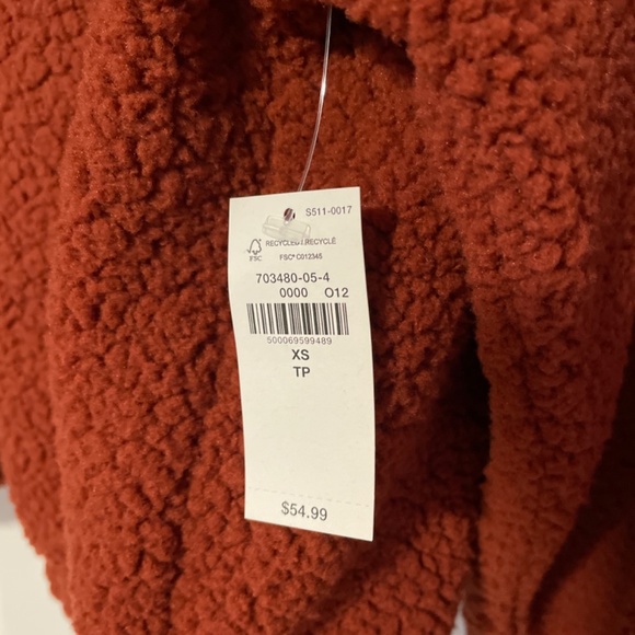 New Old Navy Sherpa fleece zip up funnel neck rust burnt orange size XS - Picture 5 of 12